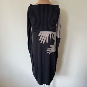 Oblique Creations Italy Handsy Knit Viscose Black Long Sleeve Sweater Dress Sz 0